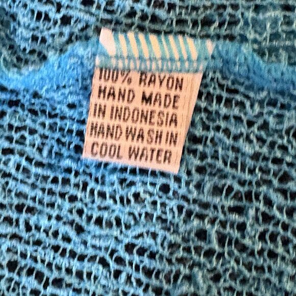 Sea & Sand Mesh Cardigan Womens M Aqua Blue Boho Beachy Fairycore Y2K Coastal - Picture 5 of 6